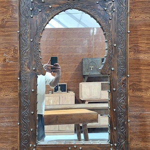 Custom Moroccan Vintage Style Wooden Carved MirrorHand Carved Wooden Wall Art Mirror,Hanging Wall Mirror,wooden decor Old Riad Mirror Frame.