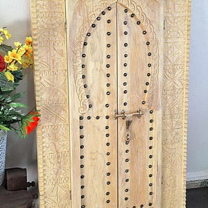 Anpassat handsnidat trälock för elpanel, dekorativ marockansk dörr för att täcka brytarbox, brytarboxlock i vintagestil