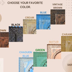 May include: A selection of decorative wooden frames in various colors, including brown, black, cream, blue, green, and caramel. The frames have intricate carvings and are available in different sizes. The text "Choose your favorite color." is displayed at the top of the image. The text "Shop Now" is displayed at the bottom of the image.