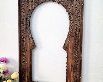 Custom Moroccan Vintage Style Wooden Carved MirrorHand Carved Wooden Wall Art Mirror,Hanging Wall Mirror,wooden decor Old Riad Mirror Frame