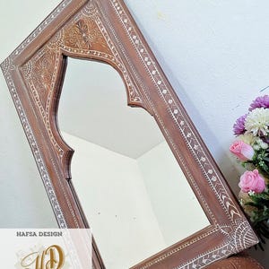 Moroccan Vintage Style Wooden Carved Mirror,Hand Carved Wooden Wall Art Mirror,Hanging Wall Mirror,wooden decor pieces Old Riad Window Frame