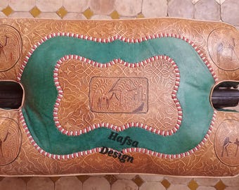 Gorgeous Camel Saddle Stool, Wooden Saddle Stool With Genuine Leather Pad, Moroccan Boho Small Stool, Bench Seat,  Gifts Leather Footstool.