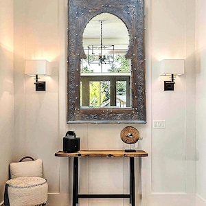 Customized Moroccan Vintage Style Wooden Carved Mirror Hand Carved Wooden Wall Art Mirror,Hanging Wall Mirror, Wooden Decor Old Mirror Frame