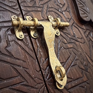 Unlacquered Brass Sliding Door Bolt, Moroccan Brass Door Latch, Brass Box Catches Buckle Lock, Rustic Door Bolt, Door Lock, Door Accessories