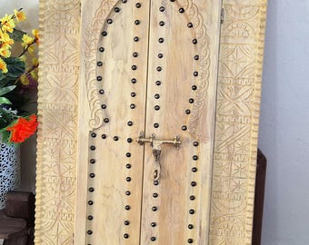 Customized Hand Carved Wooden Cover For Electrical Panel, Decorative Moroccan Door For Covering Breaker Box, Vintage Style Breaker Box Cover