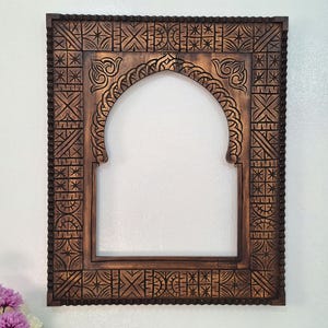 Moroccan Vintage Style Wooden Carved Mirror,Hand Carved Wooden Wall Art Mirror,Hanging Wall Mirror,wooden decor pieces Old Riad Window Frame