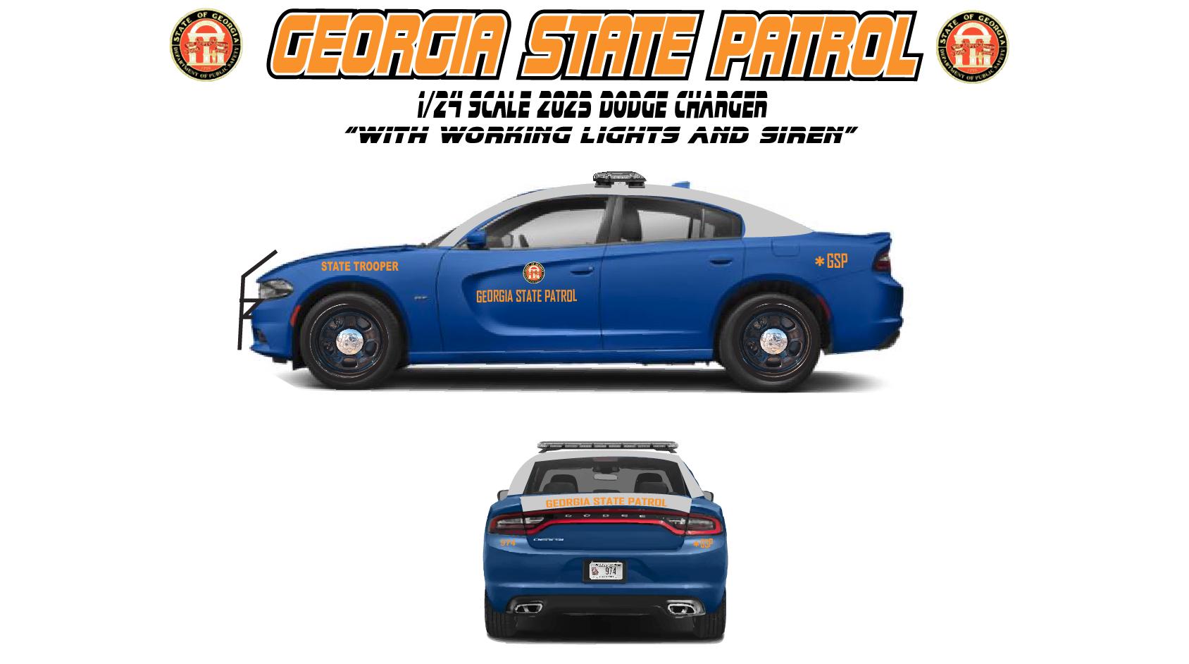 1/24 Scale Georgia State Trooper Diecast Dodge Charger Model Car  With Working Lights and Siren