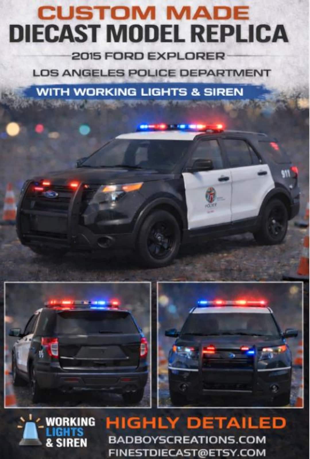 1/18 Scale LAPD Police Dept Die-cast Ford Explorer Model Replica