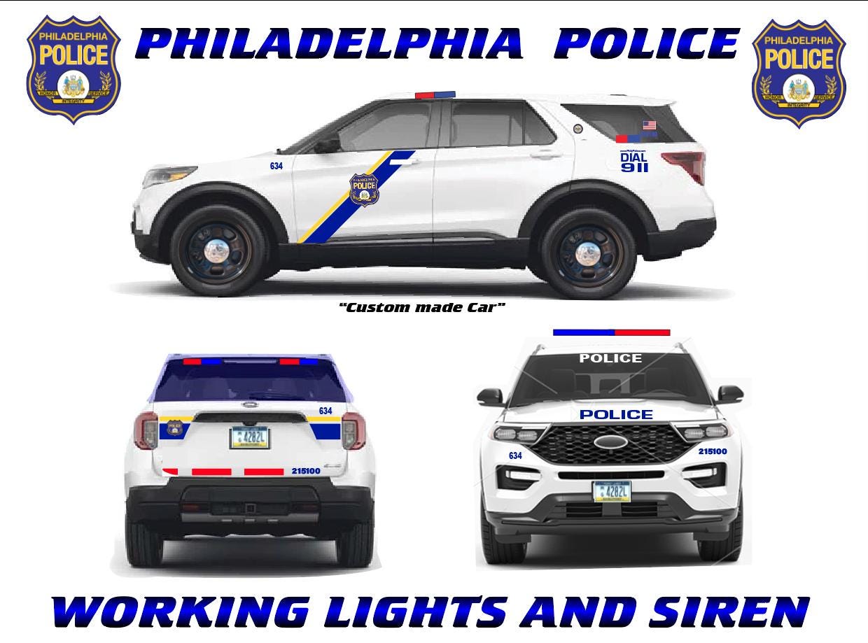 1/24 Philadelphia Police Diecast Ford Explorer model replica with working lights and siren