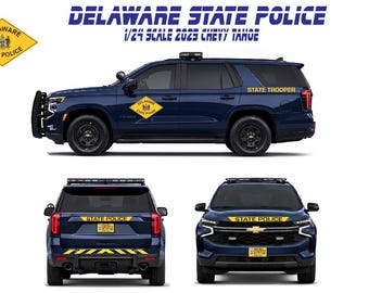1/24 Scale 2025 Chevy Tahoe Delaware State Police Diecast Model Car w/ Working Lights & Siren – Custom Police Replica