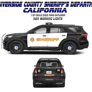 1/24 Scale 2022 Diecast Ford Explorer NON Working Lights With (Riverside County CA Sheriff Graphics)