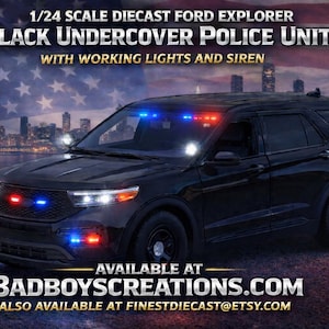 1/24 2022 Black Ford Explorer Undercover Police Unit | Working Lights & Siren | Custom Diecast Model Car | FinestDiecast by Badboys Creation