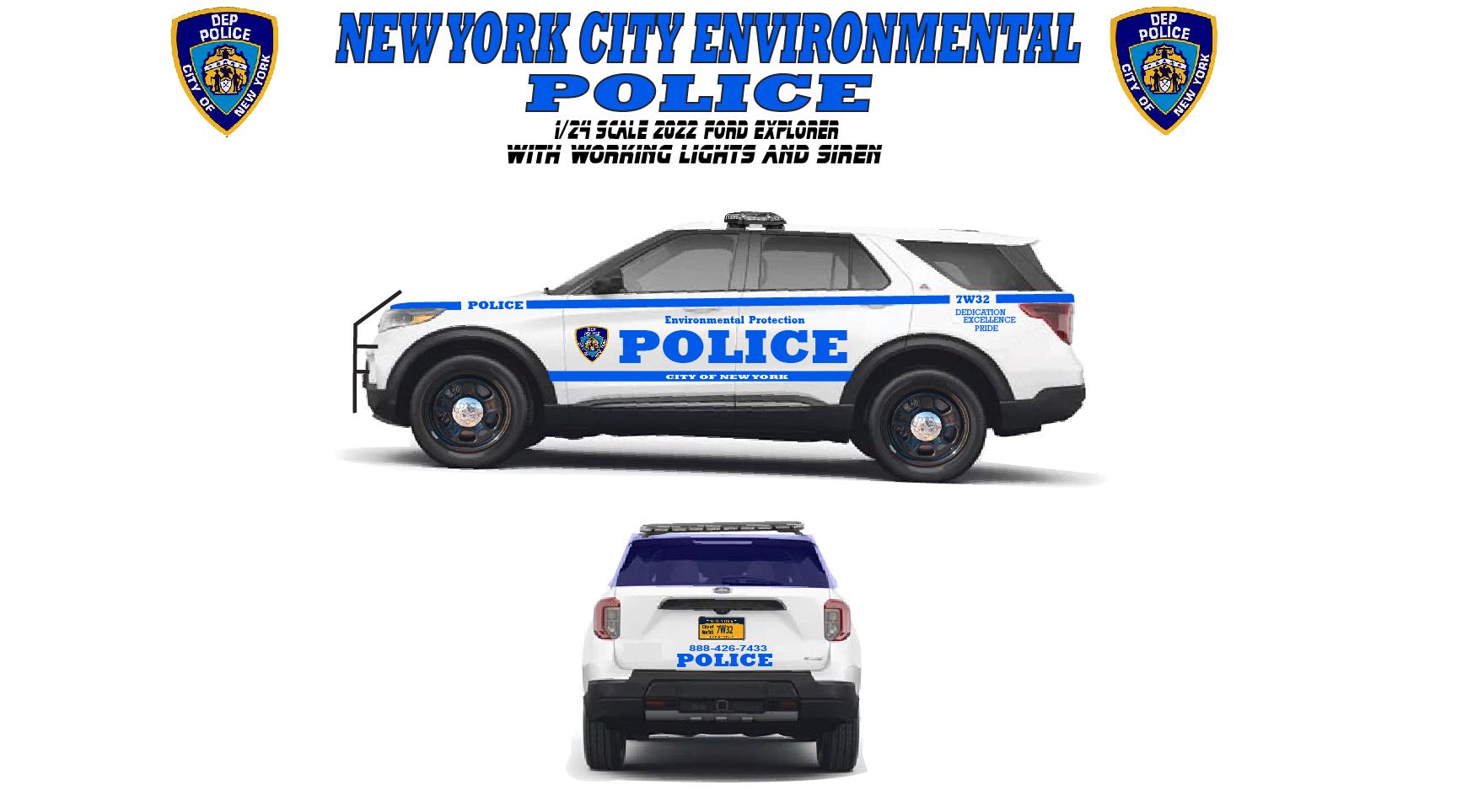 1/24 Scale 2022 Diecast Ford Explorer Model Police Car With