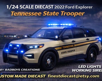 1/24 Scale 2022 Ford Explorer Tennessee State Police Diecast Model | Working Lights & Siren | Custom Made