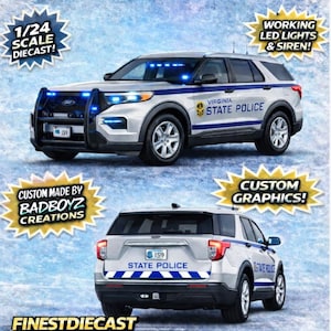 1/24 Scale 2022 Ford Explorer Virginia State Police Diecast Model | Working Lights & Siren | Custom Made