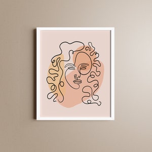 Downloadable print of continuous line face art