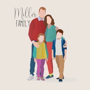 Minimal Style Portrait Custom Portrait Family Portrait Flat - Etsy