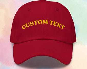 Personalized Embroidered Dad Hat: Custom Text, Unisex Cotton Baseball Cap