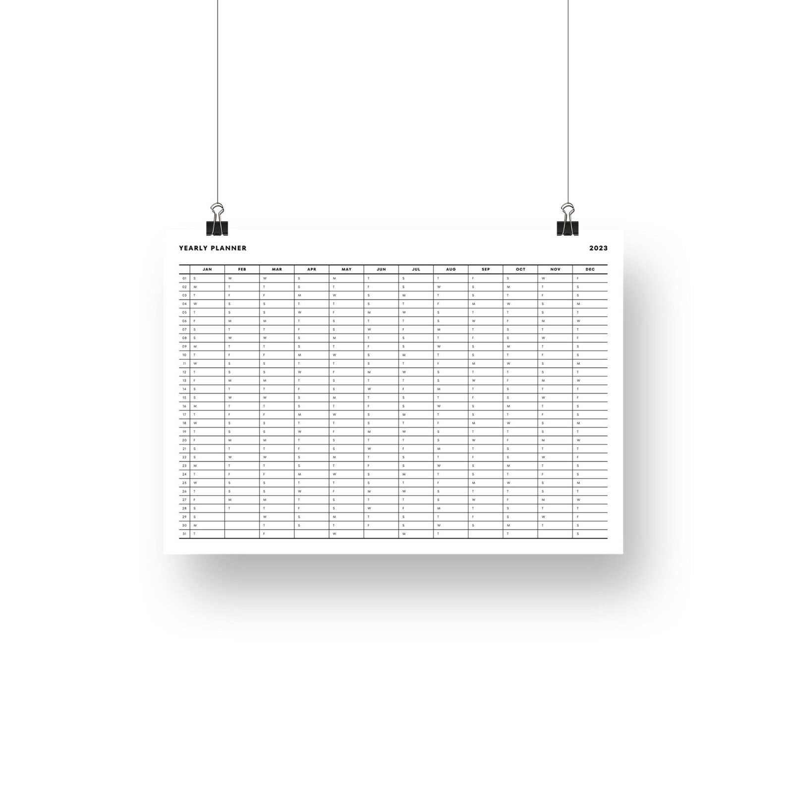 2023 Yearly Planner Large Wall Planner Instant Download Etsy