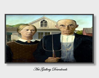 Samsung Frame Tv Art American Gothic Door Grant Wood The Etsy Nederland