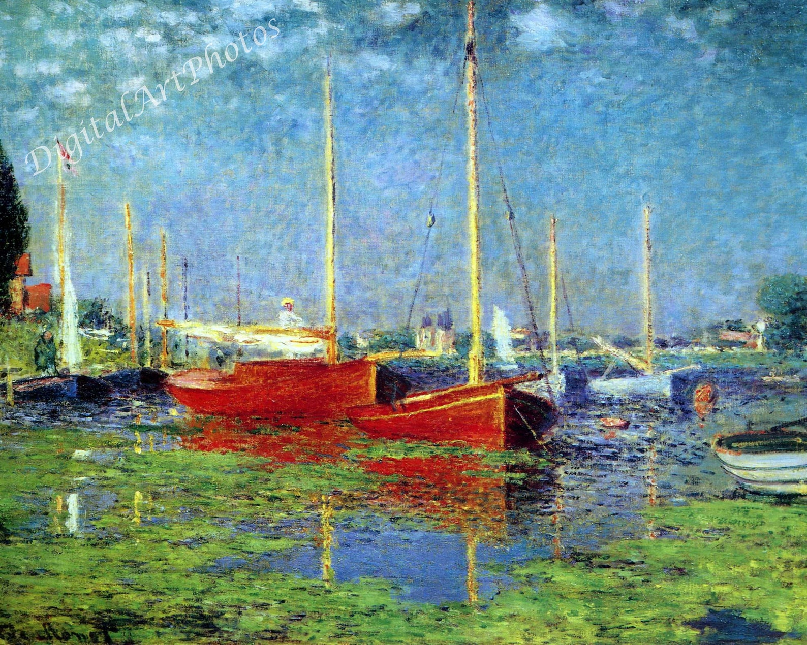Claude Print Argenteuil Barcos Rojos 1875 Etsy