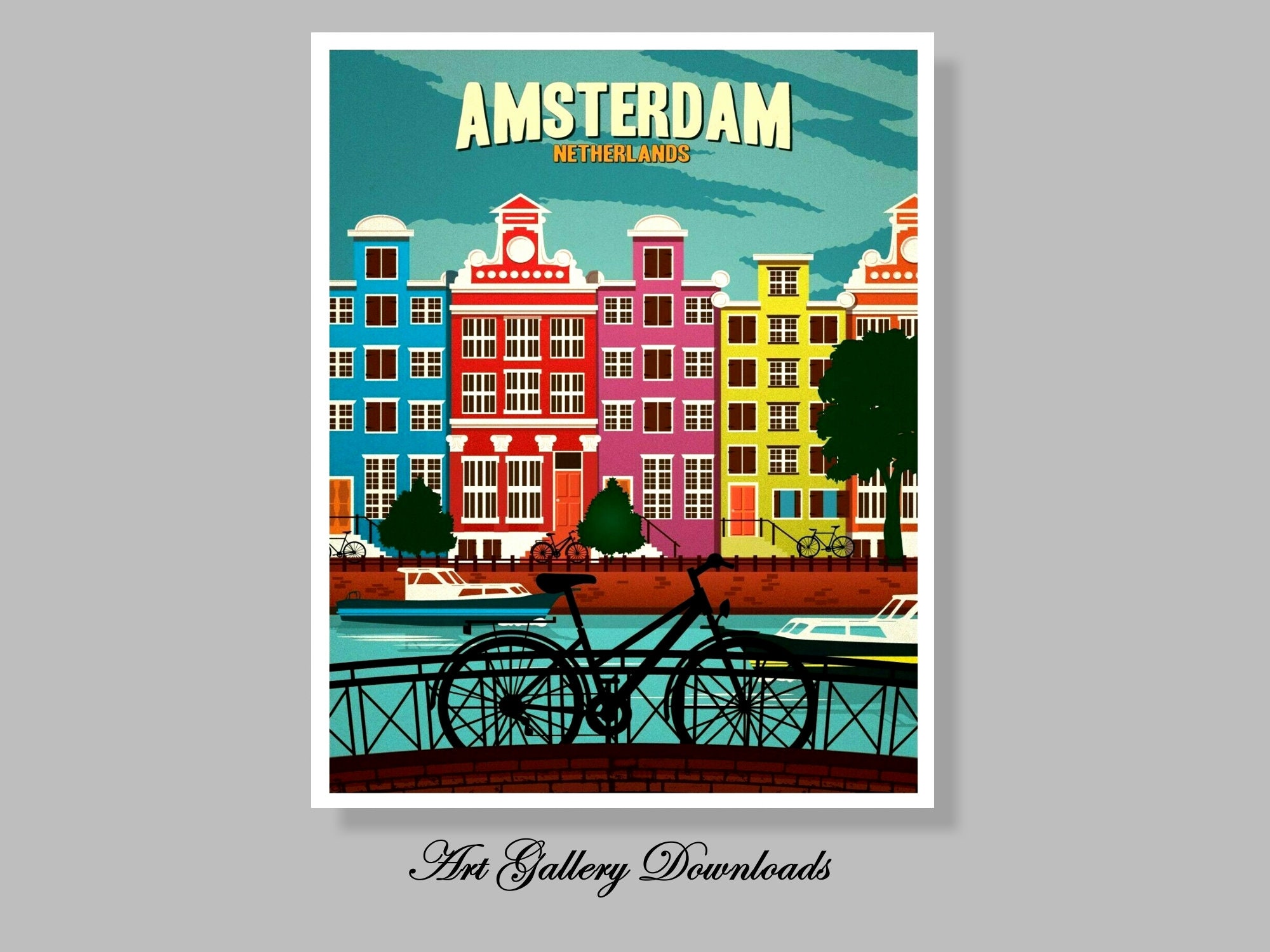 dubbele duisternis kust Amsterdam Netherlands Travel Poster Holland Poster Vintage - Etsy