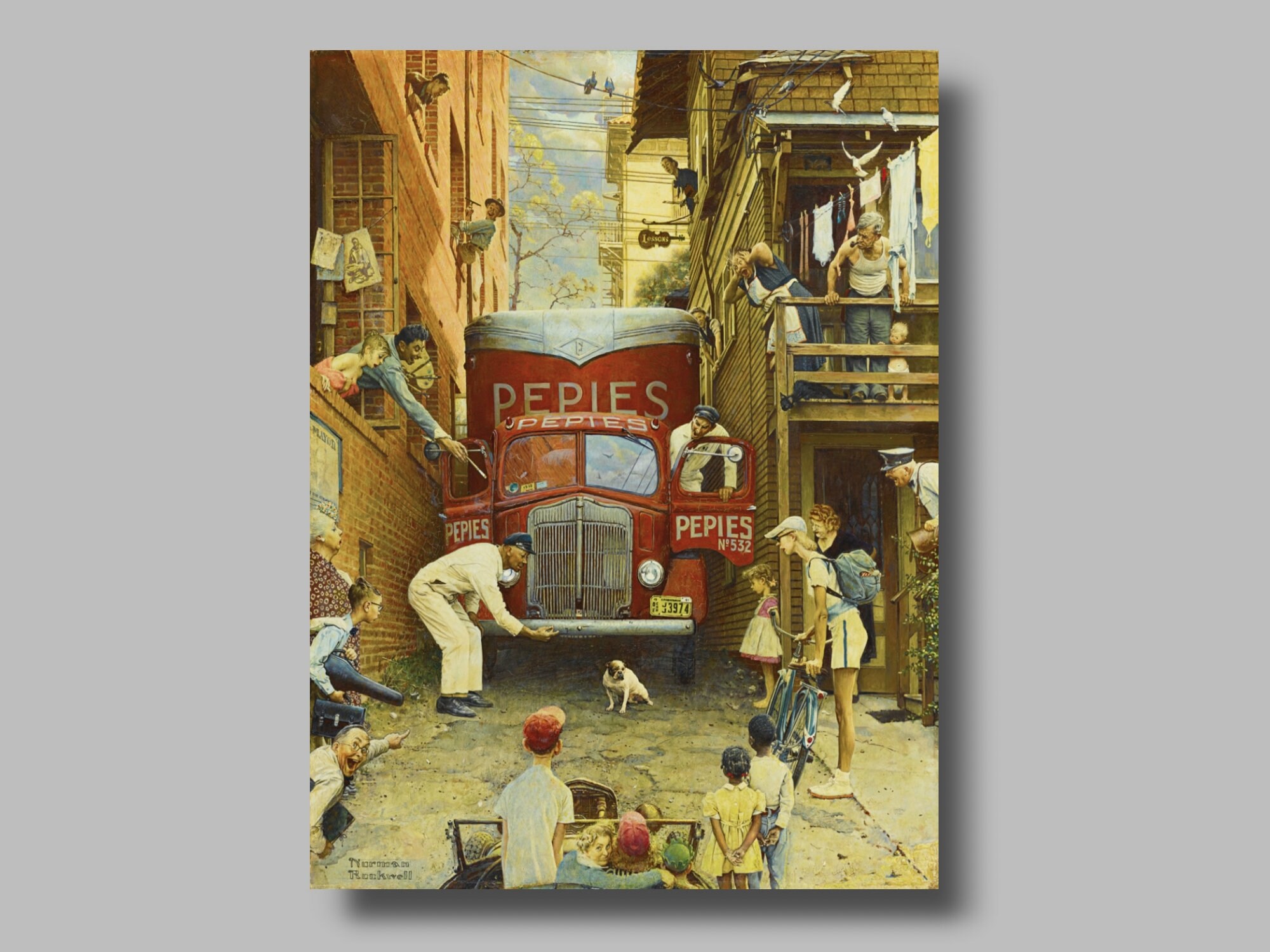 Norman Rockwell Road Block 1949 Vintage Gallery Painting Etsy