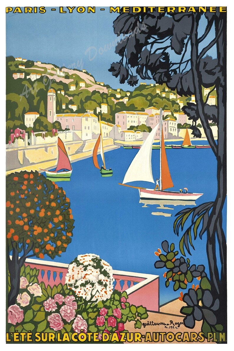 Summer on the Côte D'azur Travel Poster Vintage French - Etsy