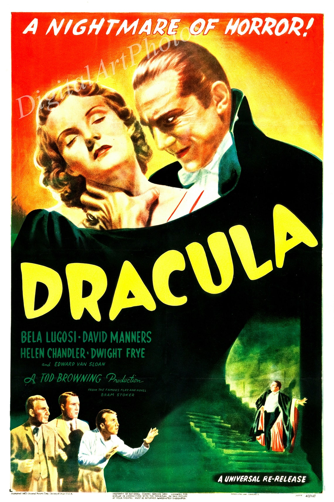 Dracula 1947 Reissue Movie Poster Bela Lugosi Dracula Poster Etsy