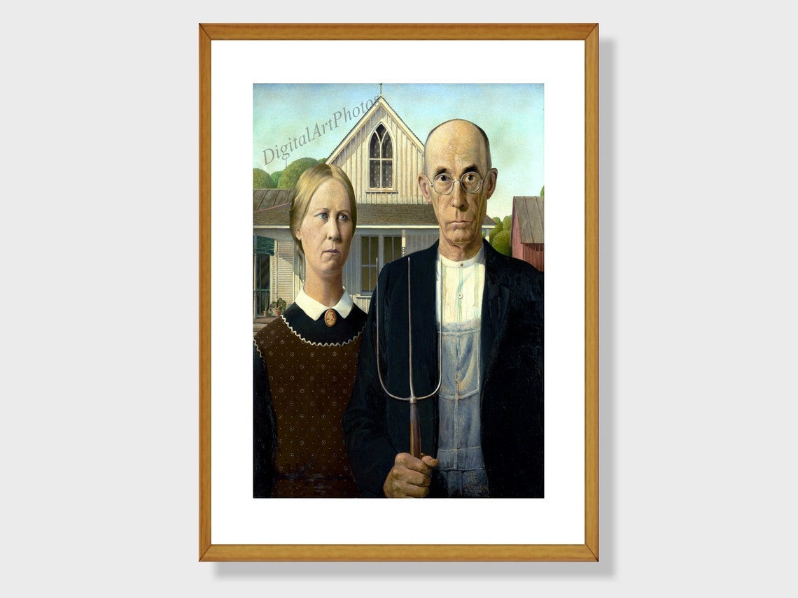 Gotico americano di Grant Wood Portrait Painting 600dpi | Etsy