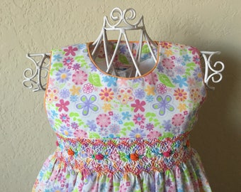 Size 2 Hand Smocked Girls' Dress - Floral Print