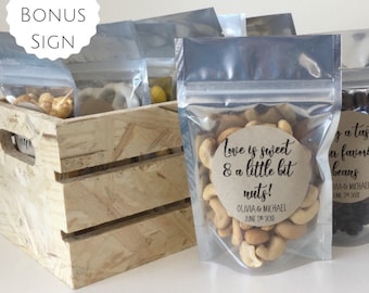Love is sweet & a little bit nuts! - (Set of 10) - Wedding Favor Treat Bags - Food Safe - 4 x 6" - Free Shipping!