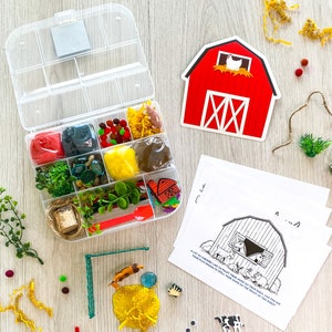 Farm Theme Kids Sensory Play activity kit - includes (4) colors of handmade Play Dough and accessories - inspire kids creativity!