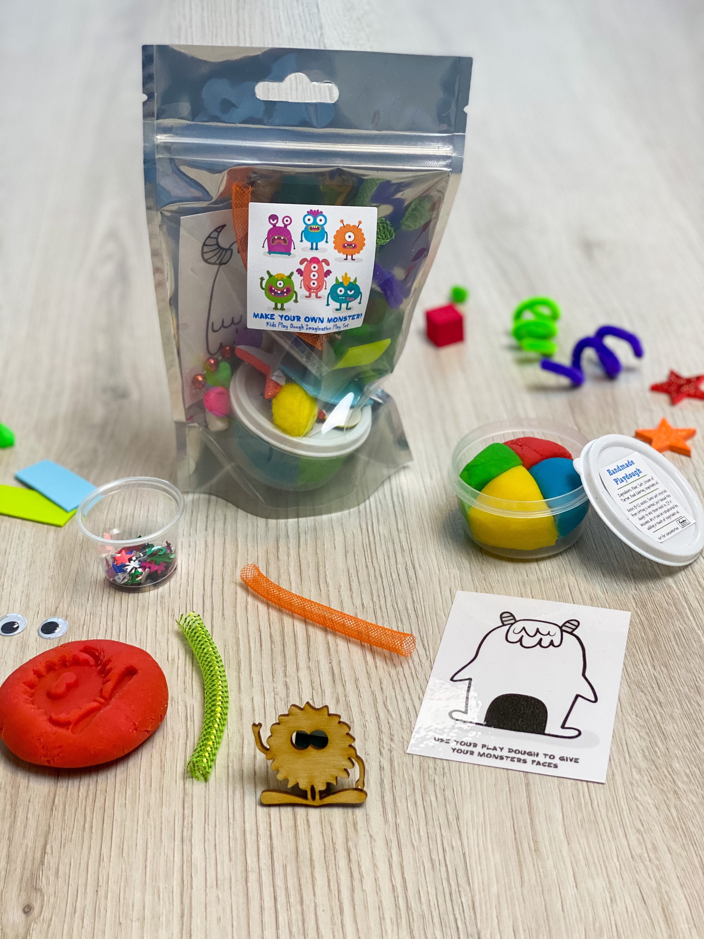 Make your own Monster Play Dough activity kit - includes handmade play dough and sensory play