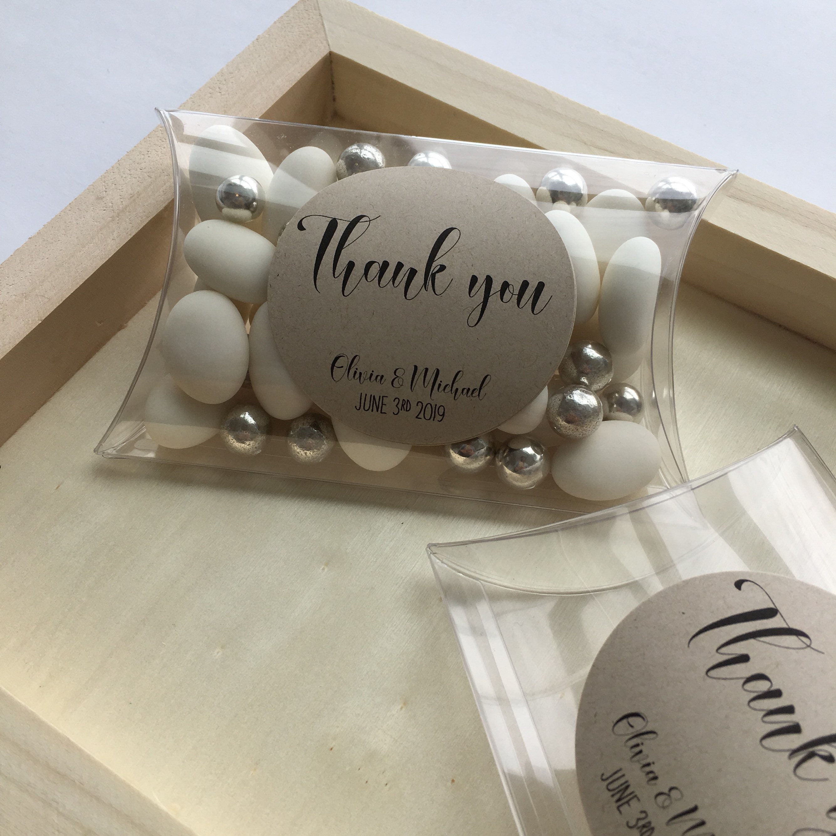 Thank You Set of 10 Wedding Favor Clear Pillow Boxes Etsy