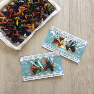 Travel. Eat cake. Repeat - Handmade Kids Birthday Party Favours with (2) Handmade Airplane Shaped Crayons - Customizable with childs name