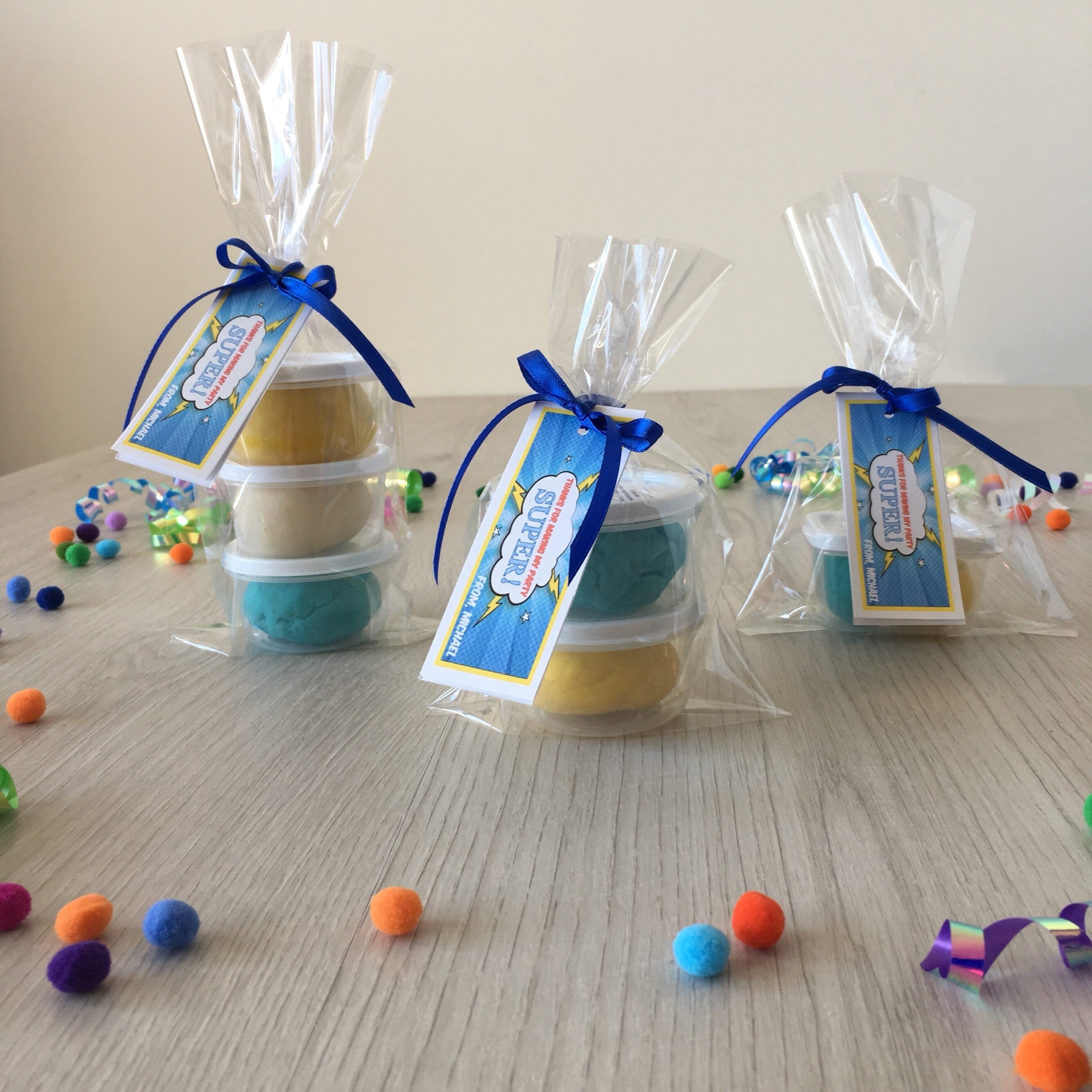Superhero Play Dough Party Favors Includes Homemade Playdough in