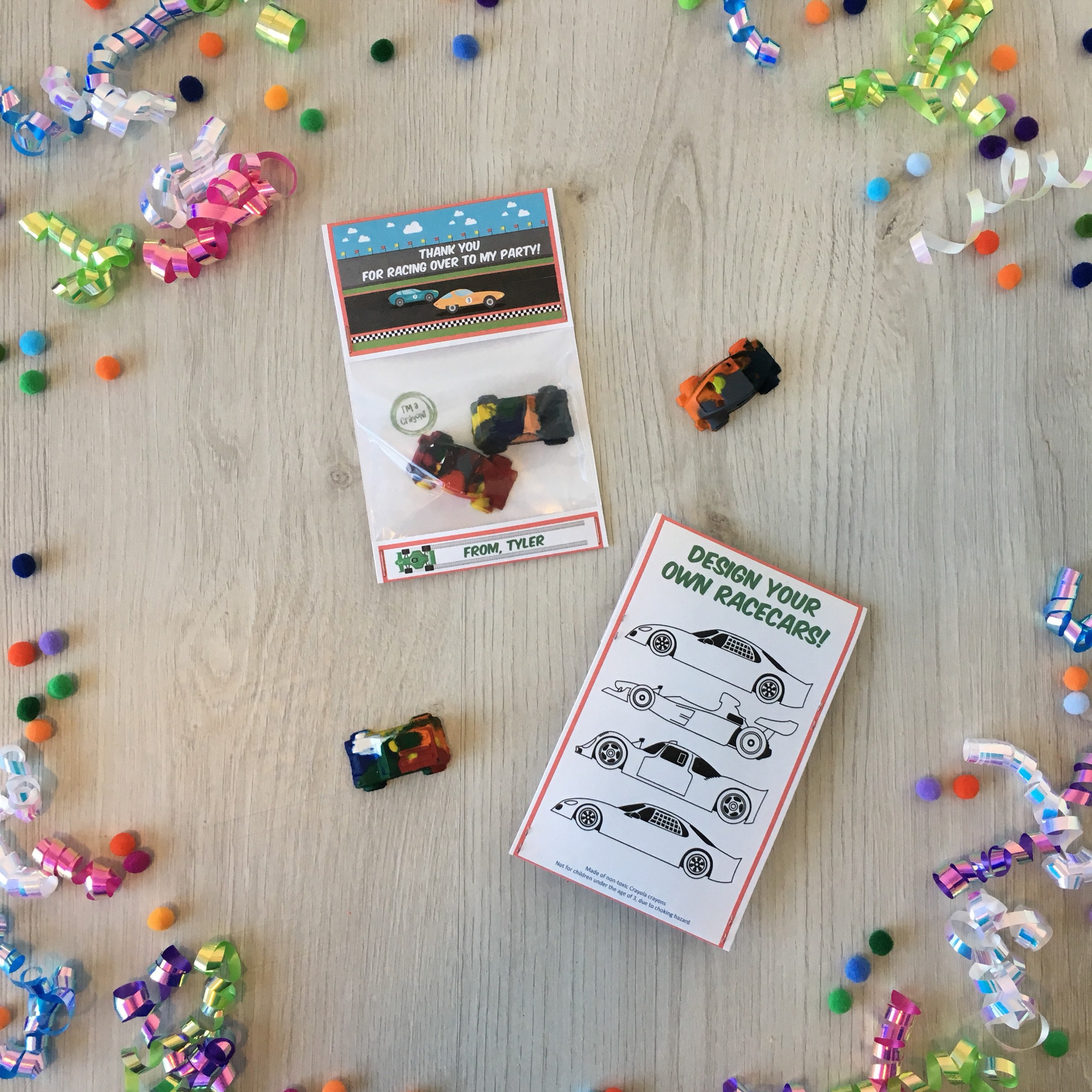 Race Car Birthday Favors - Thanks for Racing over to my party