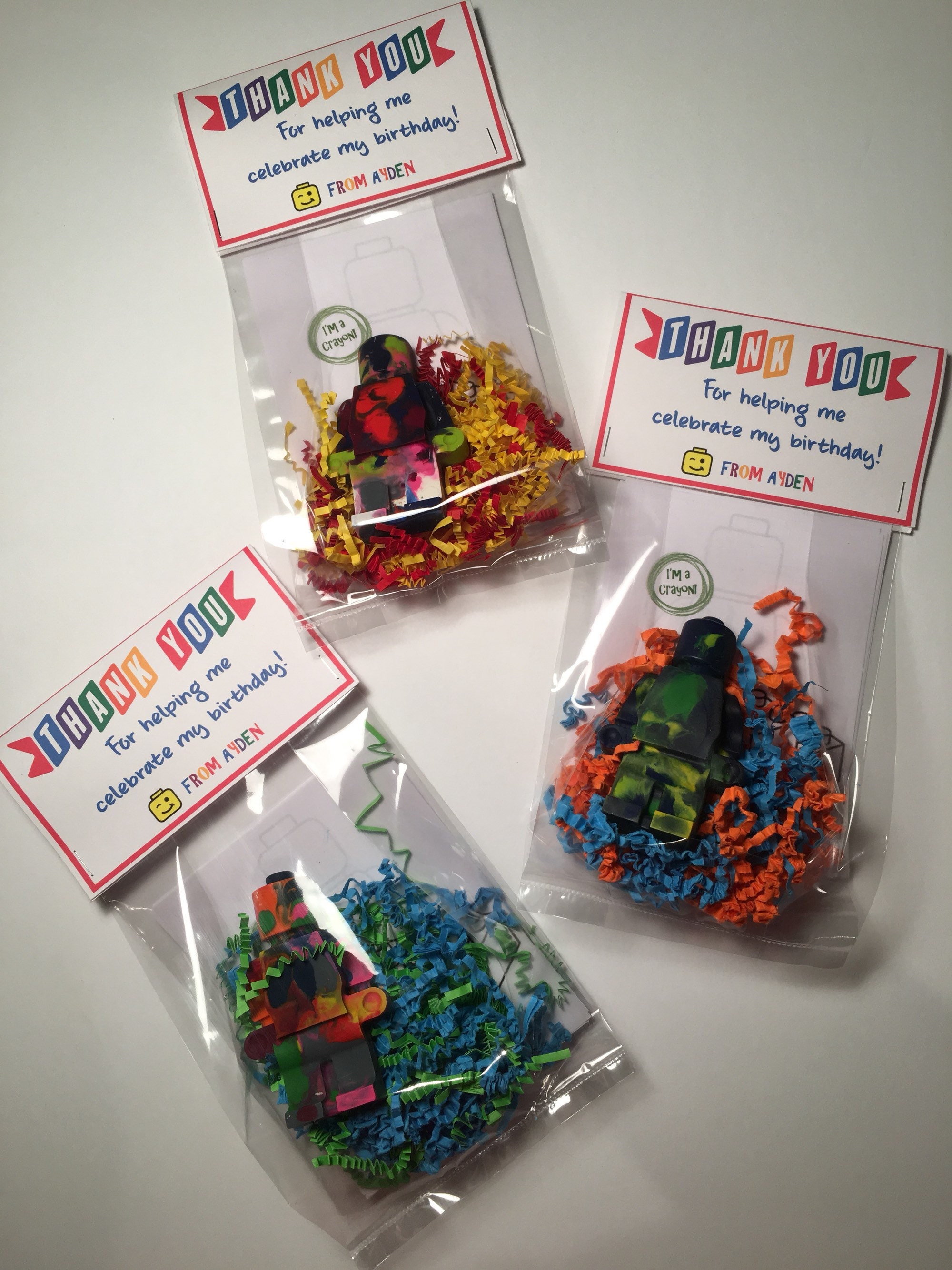 Giant Building Block Man Crayon Party Favours - includes colouring