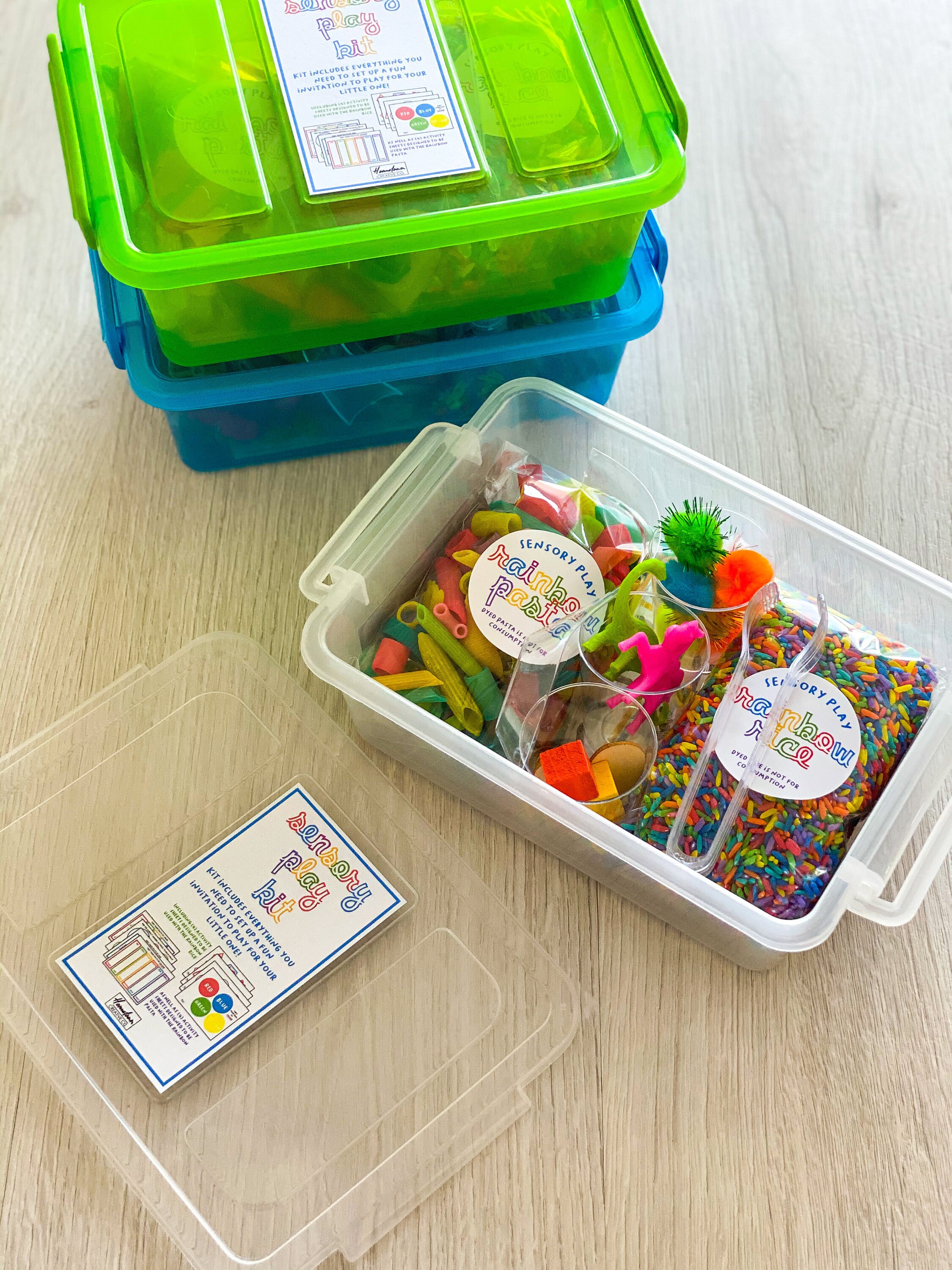 Sensory play kit includes everything you need to set up multiple