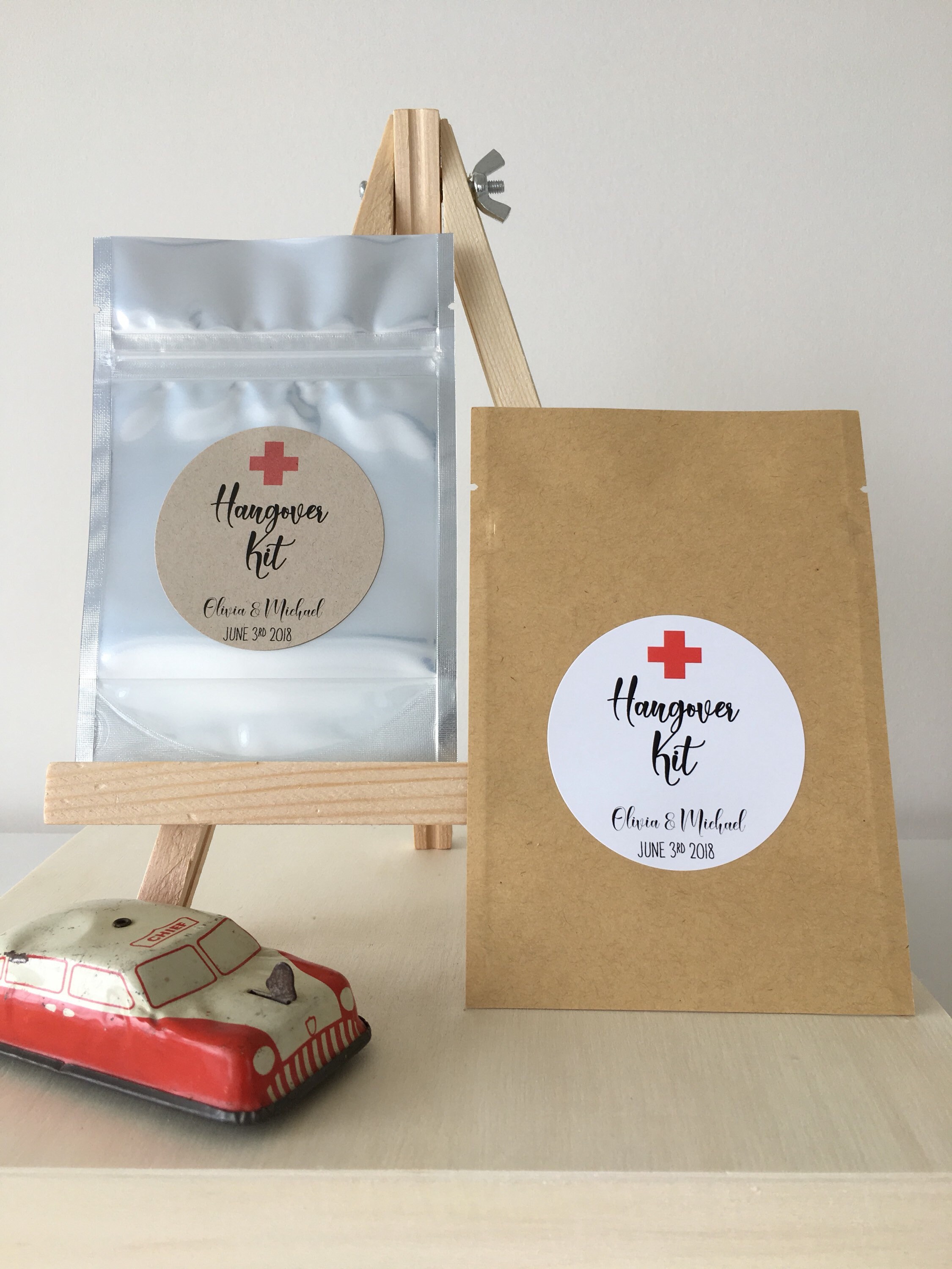 Hangover Kit! - (Set of 10) - Wedding Favor Treat Bags - Food Safe - 4 x 6  - Free Shipping!
