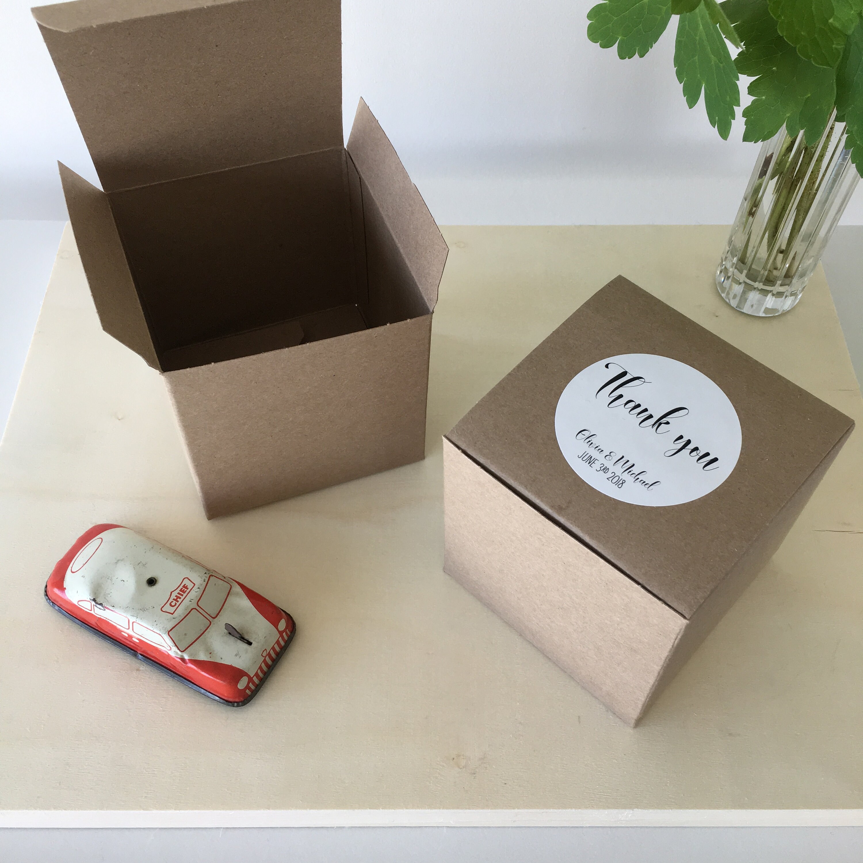 Thank you! (Set of 10) Square Wedding Favor Treat Box Food Safe (4 x 4 x 4) Comes in