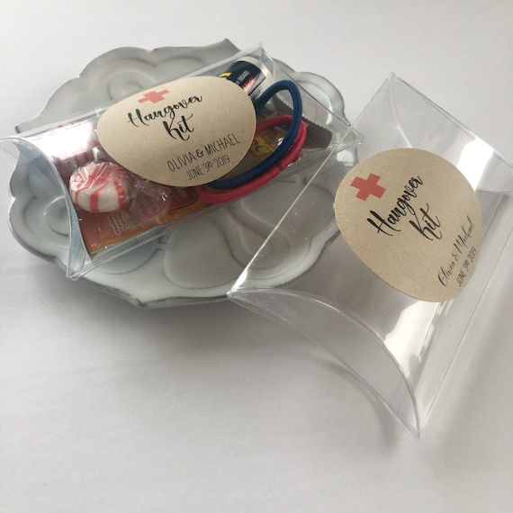 Hangover Kit Set Of 10 Wedding Favor Clear Pillow Boxes Etsy