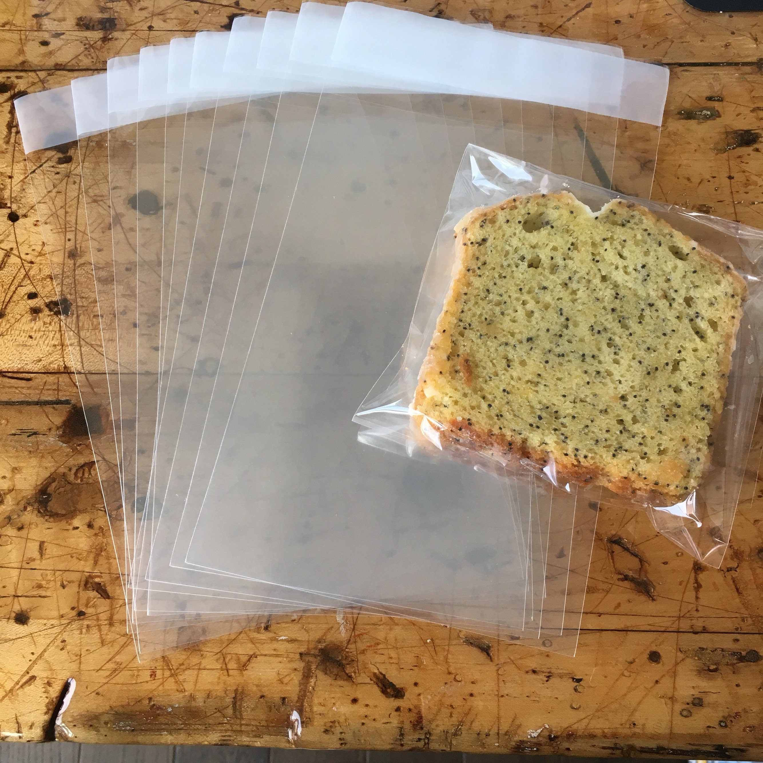 Set of (10) Clear Liner Bags Food Safe 5 x 7 with adhesive sealing