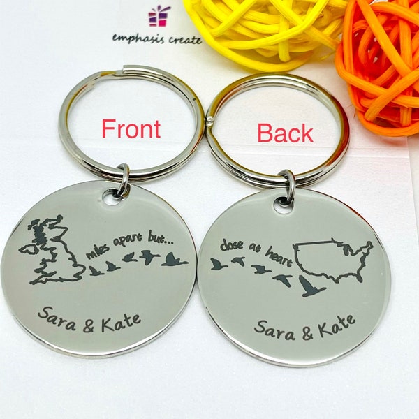 One Long Distance Friendship Keyring Mother & Daughter Keyring Emigrating Country Keyring Family Moving Away Gift Long Distance Gift UK