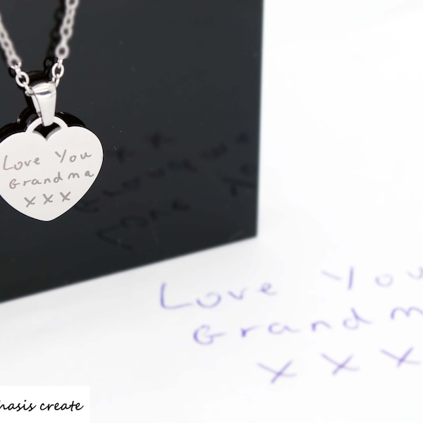 Echte Handschrift Halskette Signaturen Handschrift Handabdruck Mama Schmuck Herz Anhänger Erinnerung Geschenk für Oma Tochter UK