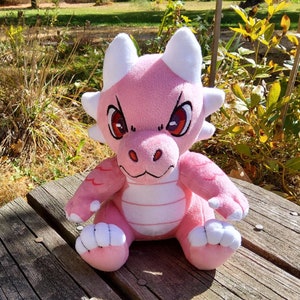 PINK Kobold Plushie - IN STOCK - Dungeons & Dragons Inspired Stuffed Animal ttrpg Plush Toy - Pastel White Belly Soft Scaly Monster Anthro