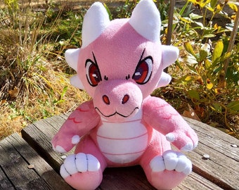 PINK Kobold Plushie - IN STOCK - Dungeons & Dragons Inspired Stuffed Animal ttrpg Plush Toy - Pastel White Belly Soft Scaly Monster Anthro