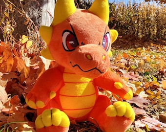 ORANGE Kobold Plushie - IN STOCK - Dungeons & Dragons Inspired Stuffed Animal ttrpg Plush Toy - Yellow Bright Soft Scaly Monster Anthro