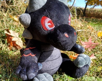 BLACK Kobold Plushie - IN STOCK - Dungeons & Dragons Inspired Stuffed Animal ttrpg Plush Toy - Dark Reptile Soft Toy Scaly Monster Anthro